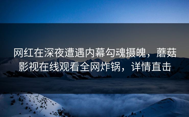 网红在深夜遭遇内幕勾魂摄魄，蘑菇影视在线观看全网炸锅，详情直击