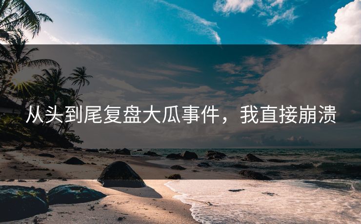 从头到尾复盘大瓜事件，我直接崩溃