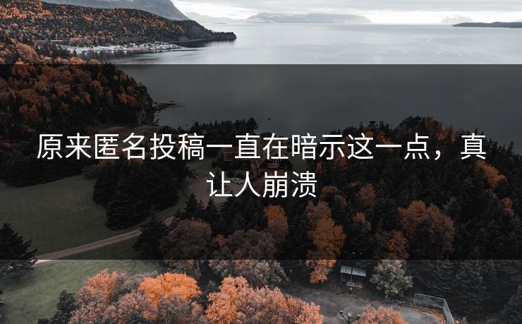 原来匿名投稿一直在暗示这一点，真让人崩溃