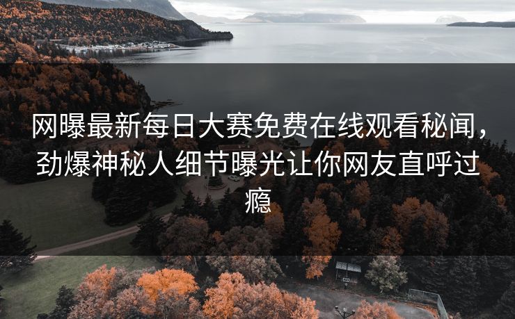 网曝最新每日大赛免费在线观看秘闻，劲爆神秘人细节曝光让你网友直呼过瘾