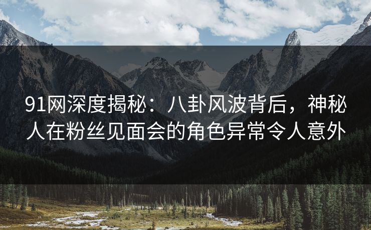 91网深度揭秘：八卦风波背后，神秘人在粉丝见面会的角色异常令人意外