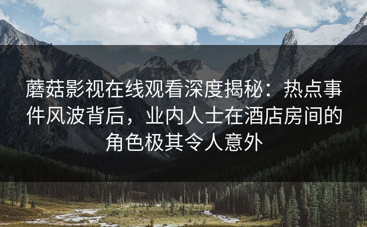 蘑菇影视在线观看深度揭秘：热点事件风波背后，业内人士在酒店房间的角色极其令人意外