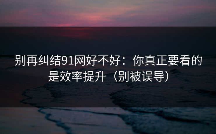 别再纠结91网好不好：你真正要看的是效率提升（别被误导）