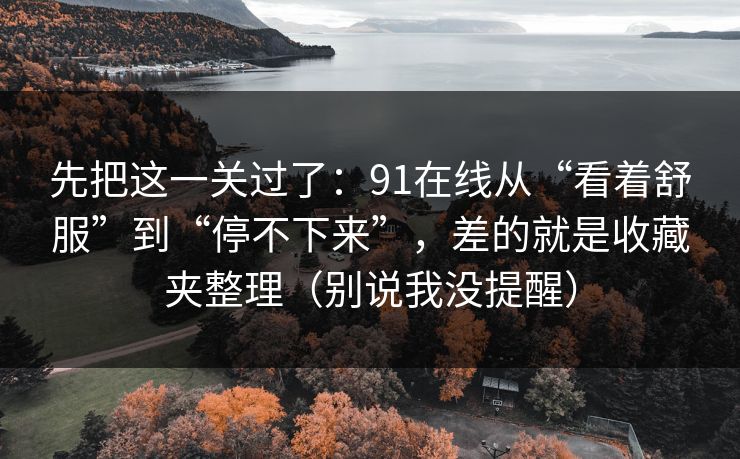 先把这一关过了：91在线从“看着舒服”到“停不下来”，差的就是收藏夹整理（别说我没提醒）